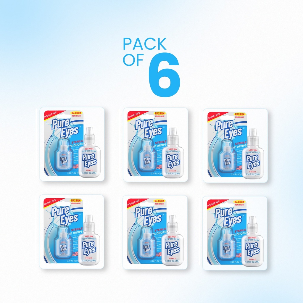 PURE EYES® Sterile Maximum Redness Relief Eye Drops  Pack Of 6