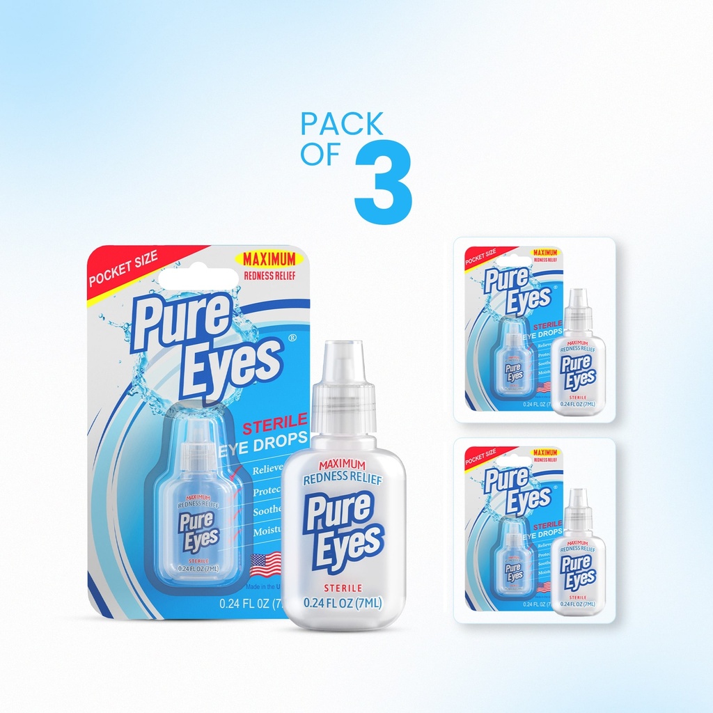 PURE EYES® Sterile Maximum Redness Relief Eye Drops  Pack Of 3 