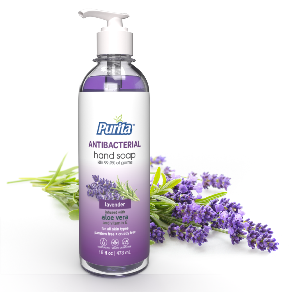 PURITA™ Antibacterial Hand Soap w/ Aloe Vera & Vitamin E - Lavender Scent (16oz)