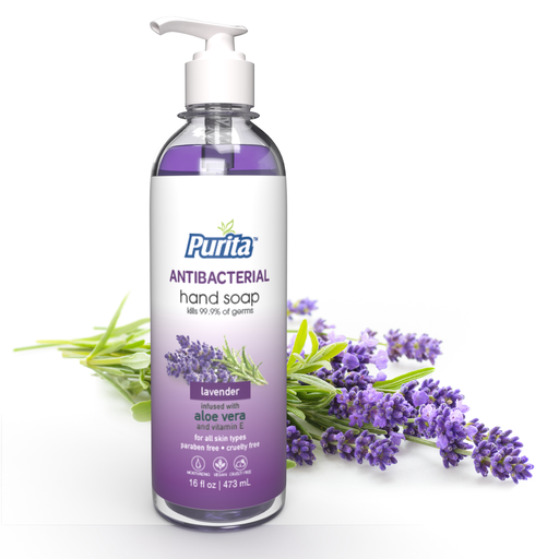 [LAB1050] PURITA™ Antibacterial Hand Soap w/ Aloe Vera & Vitamin E - Lavender Scent (16 oz)