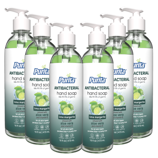 [PUR1005] PURITA™ Antibacterial Hand Soap w/ Aloe Vera & Vitamin E - Lime Margarita Scent Pack of 6 (16 oz)