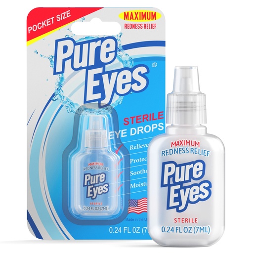 [PUE1002] PURE EYES® Sterile Maximum Redness Relief Eye Drops - Pack of 12 (7mL)